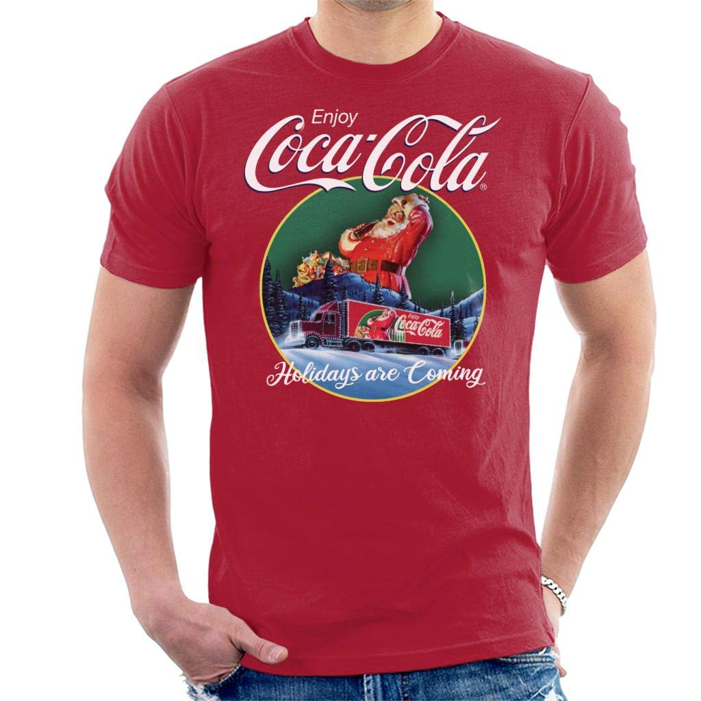 Coca-Cola Men's Cherry Red Coca Cola Holidays Are Coming Truck T-Shirt