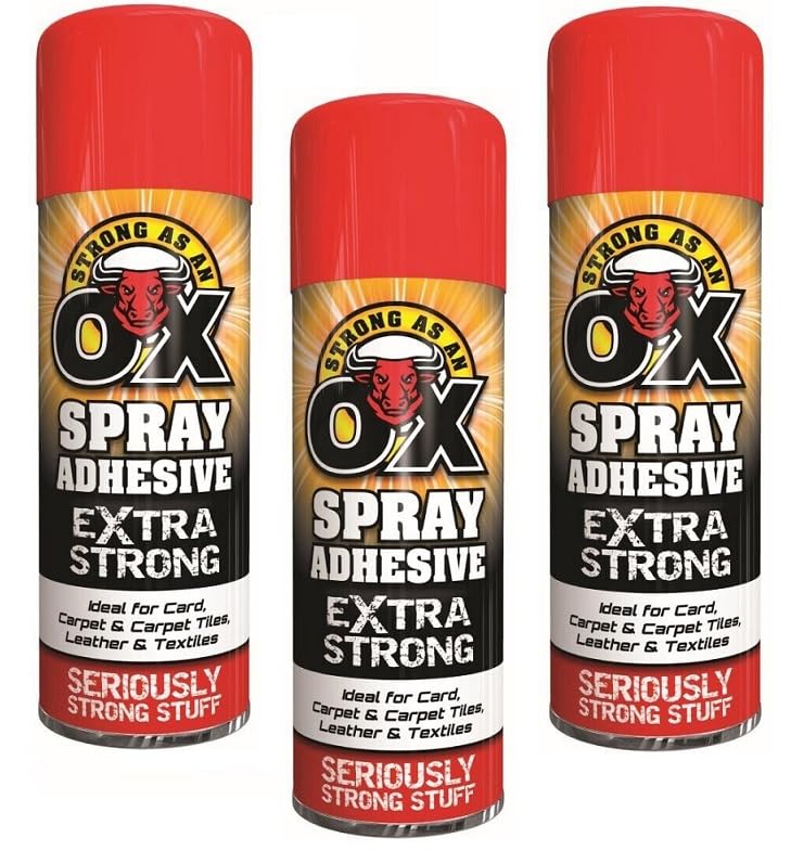 Carpet Adhesive Glue Spray Leather Foam Card Art Craft Fabric Strong Heavy Duty (Pack Of 3 3037)