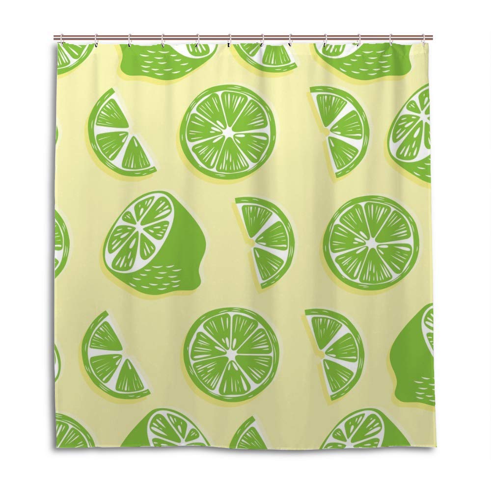 Rideau de douche imperméable et lavable en polyester jaune et vert vif
