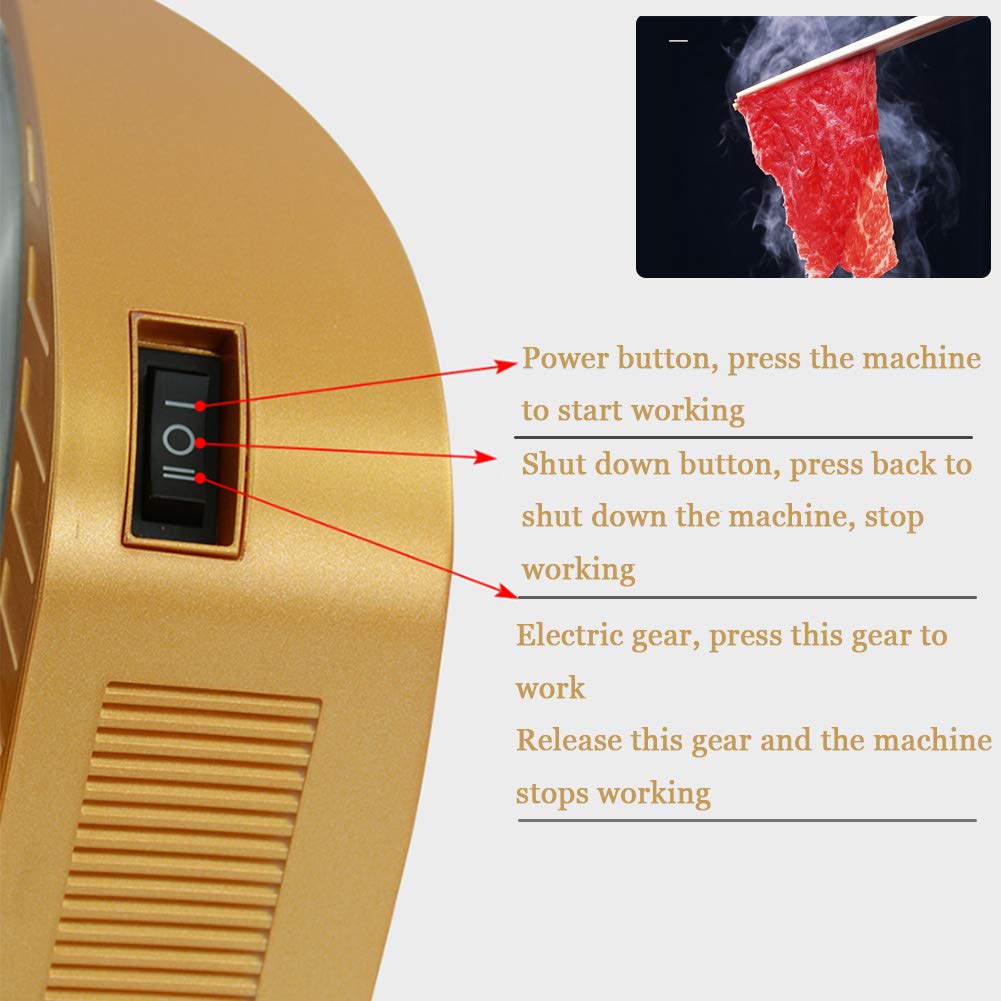 Fleischschneider, 200 W elektrischer Lamm-Rindfleisch-Fleischschneider für den Haushalt, Toastbrot-Obst-Gemüse-Schneider, manuelle Küchenmaschine, Dickeneinstellung 0–22 mm