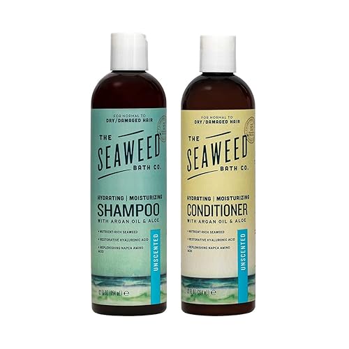 The Seaweed Bath Co. Champú y acondicionador hidratante, sin perfume, algas orgánicas naturales Bladderwrack, vegano y sin parabenos, 12 onzas