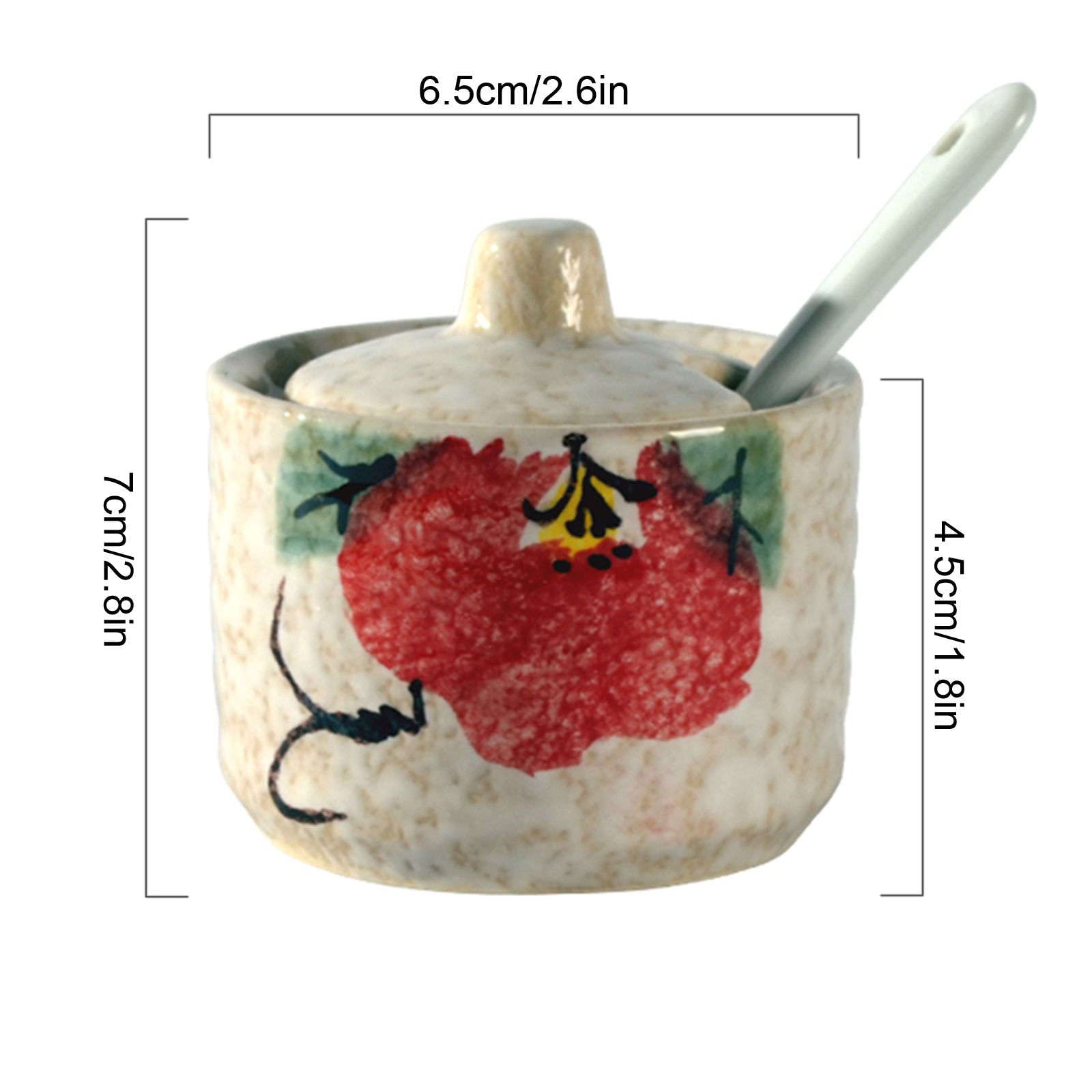 pojemnik na cukier， Słoiki na przyprawy, japońska cukiernica z pokrywką, mini cukiernica, pojemnik na cukier słoiczek na przyprawy, na blat kawowy-w-70 ml garnek(White)