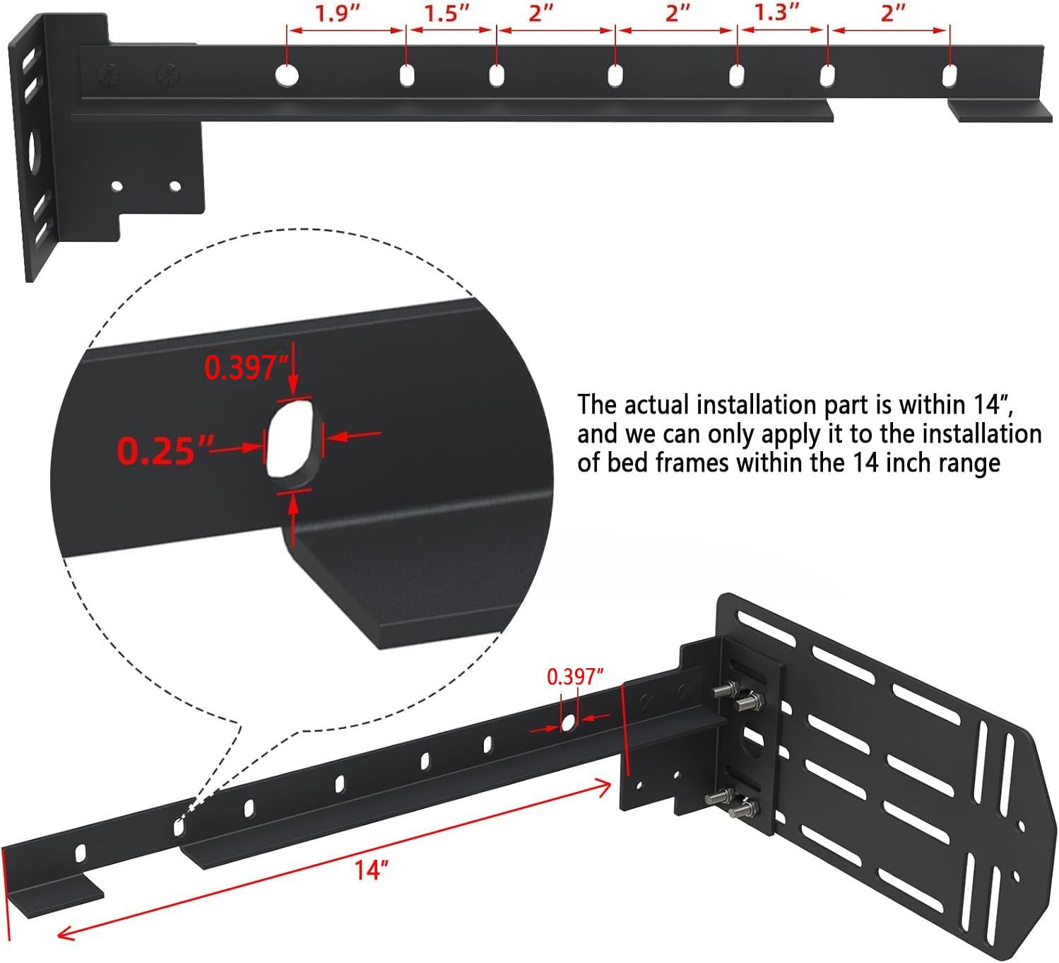 Bed Frame Footboard Extension Brackets Set Attachment Kit - Fit for Twin, Full, Queen, or King Size Beds