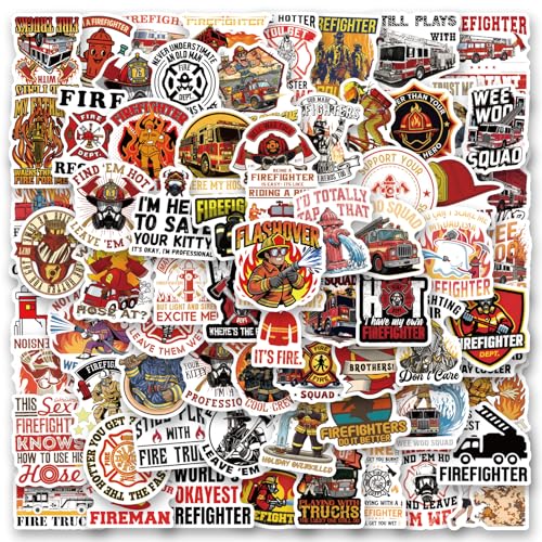 123Pcs Funny Firefighter Stickers - Fireman Stickers & Decals for Hard Hat - Funny Firefighter Hard Hat Gifts