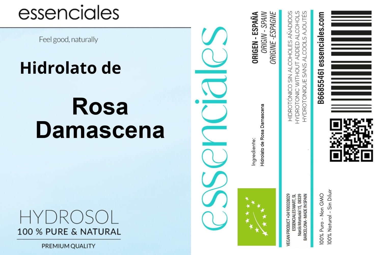 Essenciales - Hidrolato de Agua Floral de Rosa Extra, 100% Pura y Natural, 1 Litro | Hidrolato Rosa Damascena