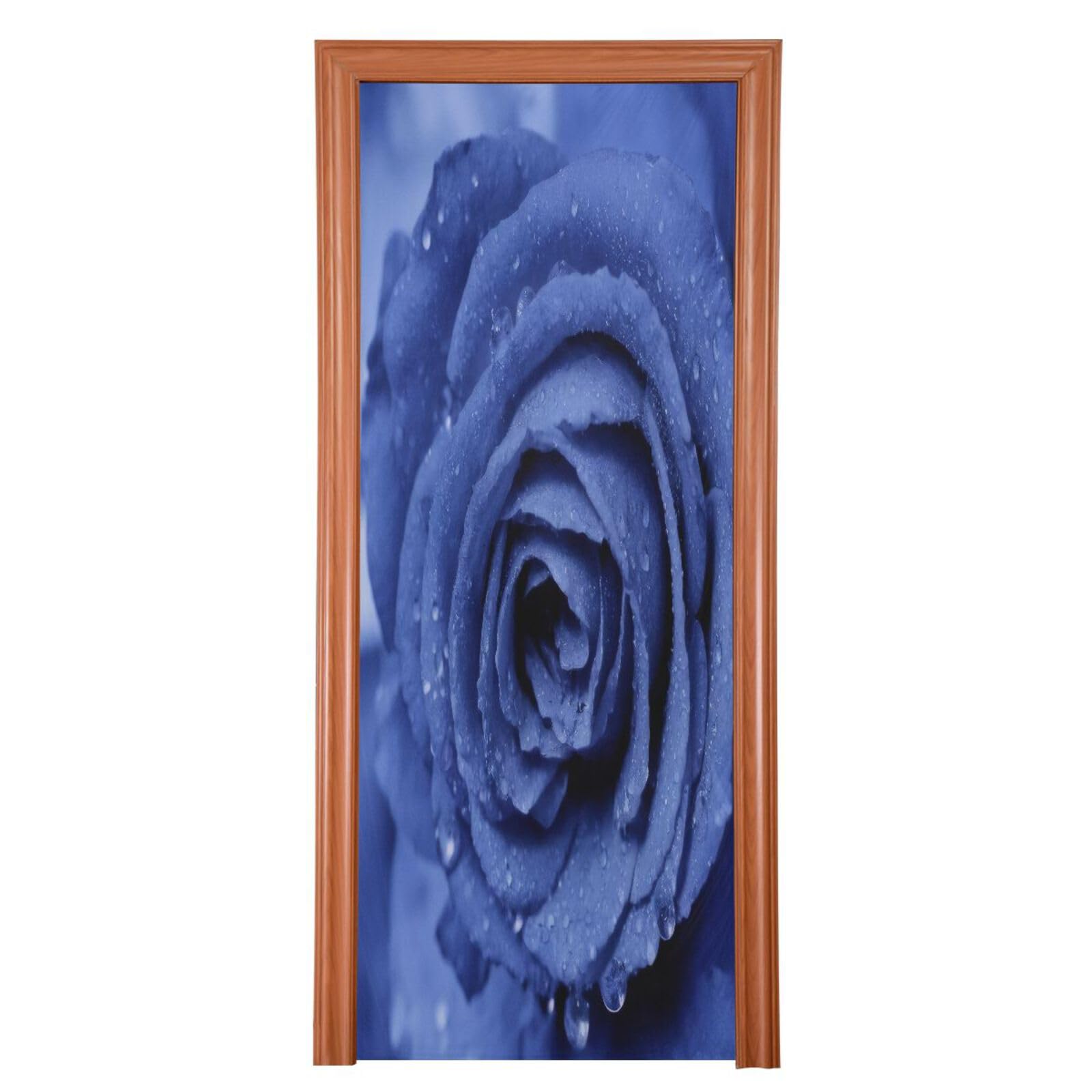 FLildon Blue Rose Raindrop Valentine's Day Door Cover Decoration, Party Accessory Porch Decor for Festive Ornament Room Door Covers 35 x 79 Inch