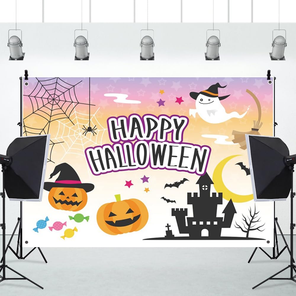 Amazon | Qinunipoto ハロウィン 背景布 1.8x1.2m 幽霊 パンプキン