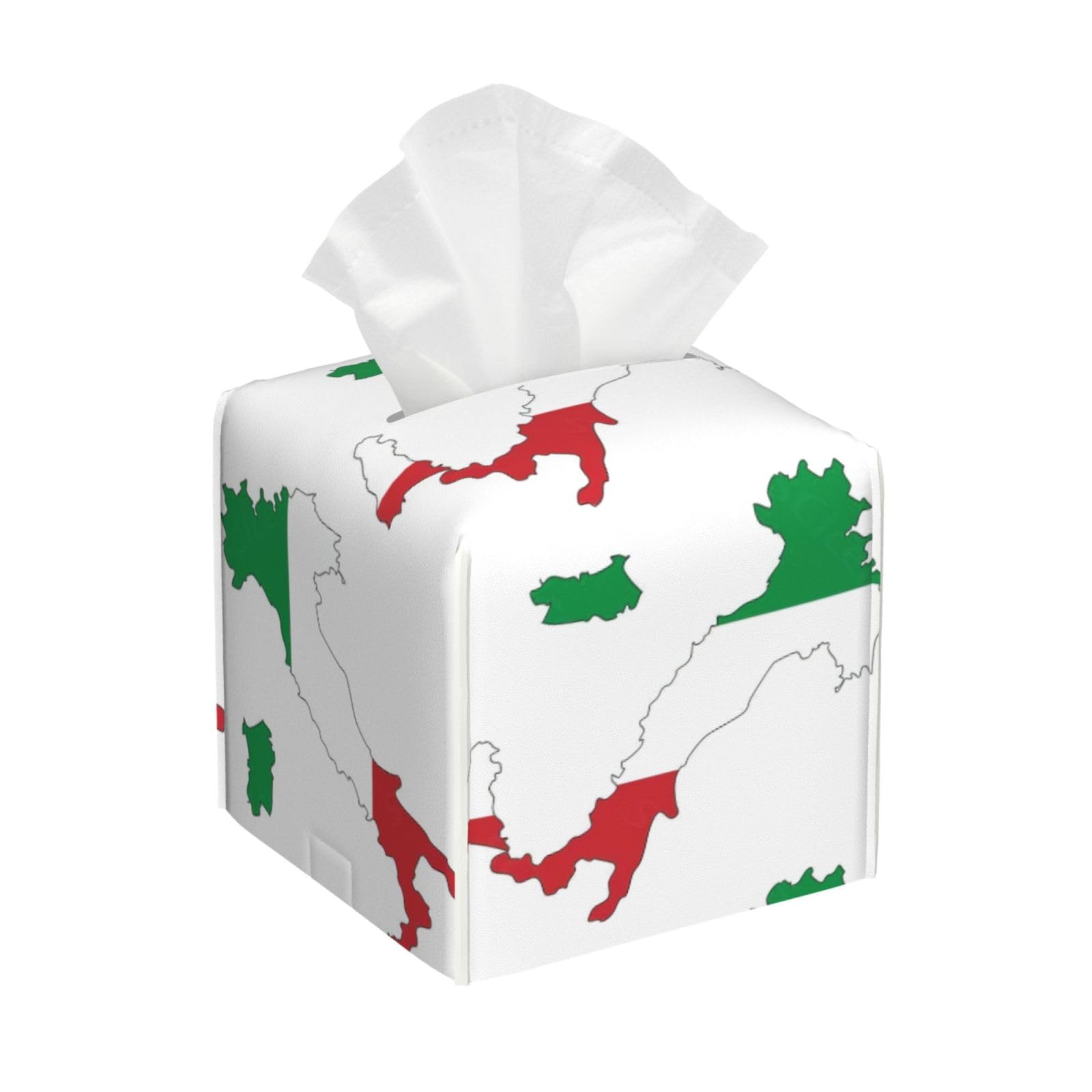 Italian Flag Map Print PVC Leather Tissue Box Holder Napkin Facial Tissues Holder Dispenser for Bathroom Home