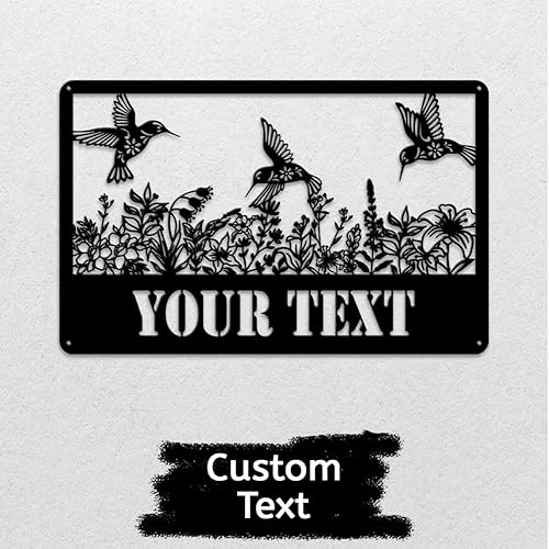 Miniatura 2 de MeMate Letreros de jardín de colibríes, letreros de jardín de flores para personalizar, letreros de metal personalizados con colibrí, arte de pared