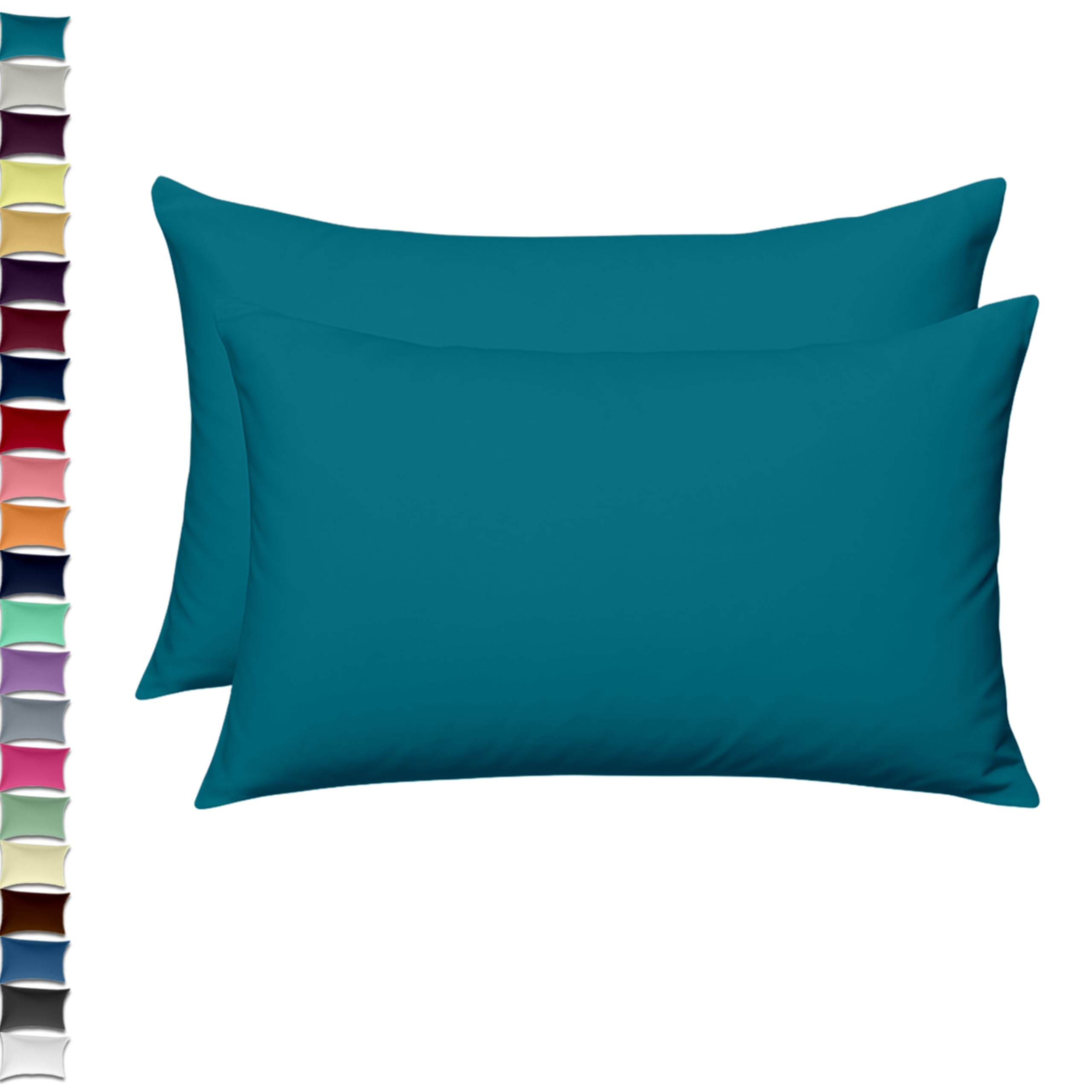 Egypto Teal Luxury Pillow Cases 2 Pack – Soft & Breathable Pillow Case – Wrinkle-Free Housewife Pillow Cover – Standard Uk Size – 50Cm X 75Cm (Teal)