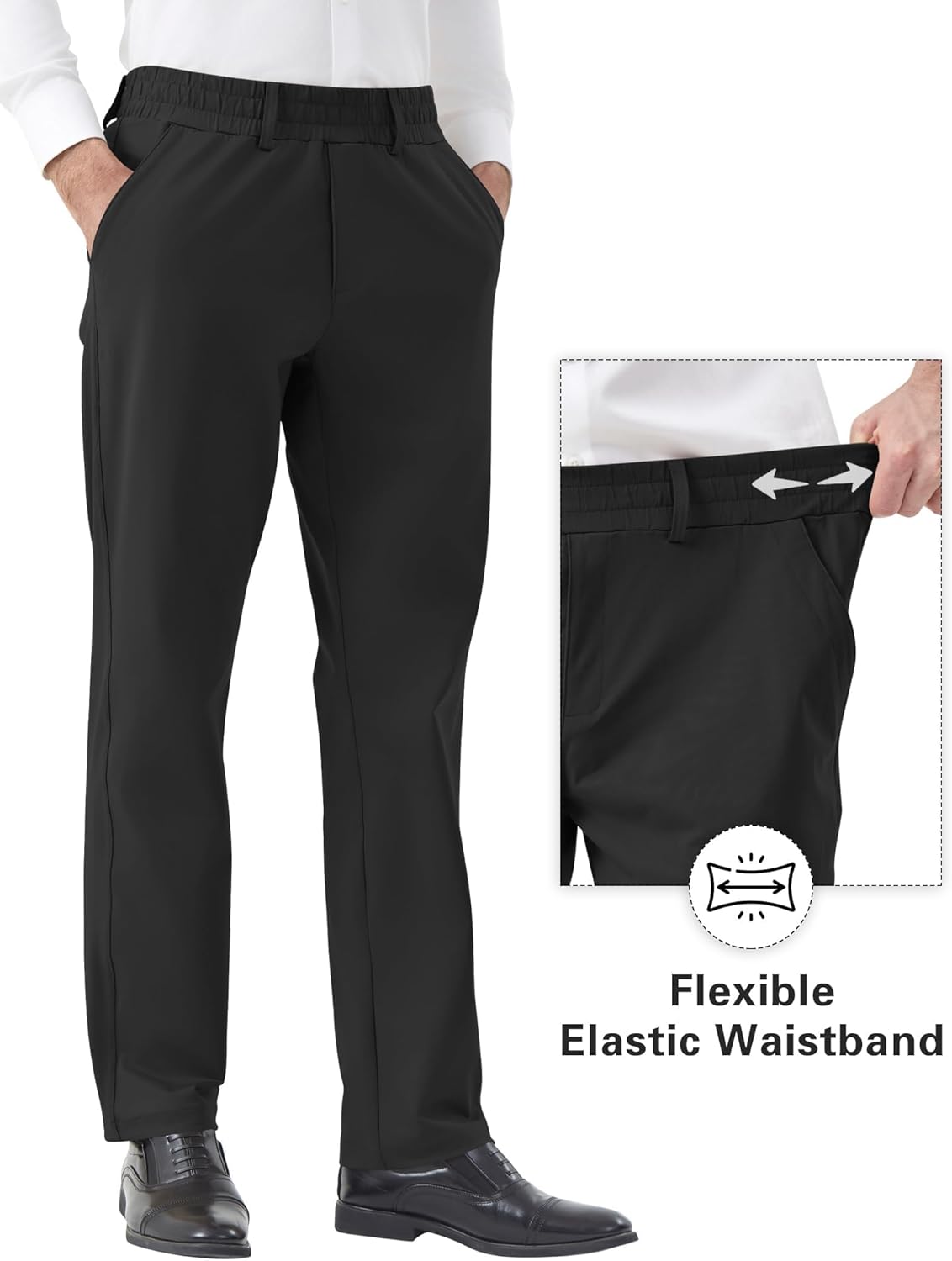 Idtswch Elastic Waist Pants for Senior Men with Magnetic Closure for Business Casual Formal Wear - Image 3