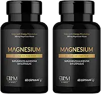 Magnesio Dimalato 300mg Puro ELLYM NUTRITION 120 Cápsulas Formação de Ossos Metabolismo Energético Magnesium Malate