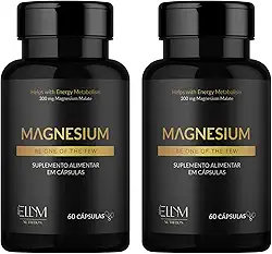 Magnesio Dimalato 300mg Puro ELLYM NUTRITION 120 Cápsulas Formação de Ossos Metabolismo Energético Magnesium Malate