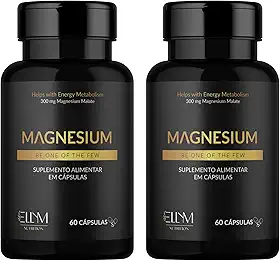 Magnesio Dimalato 300mg Puro ELLYM NUTRITION 120 Cápsulas Formação de Ossos Metabolismo Energético Magnesium Malate