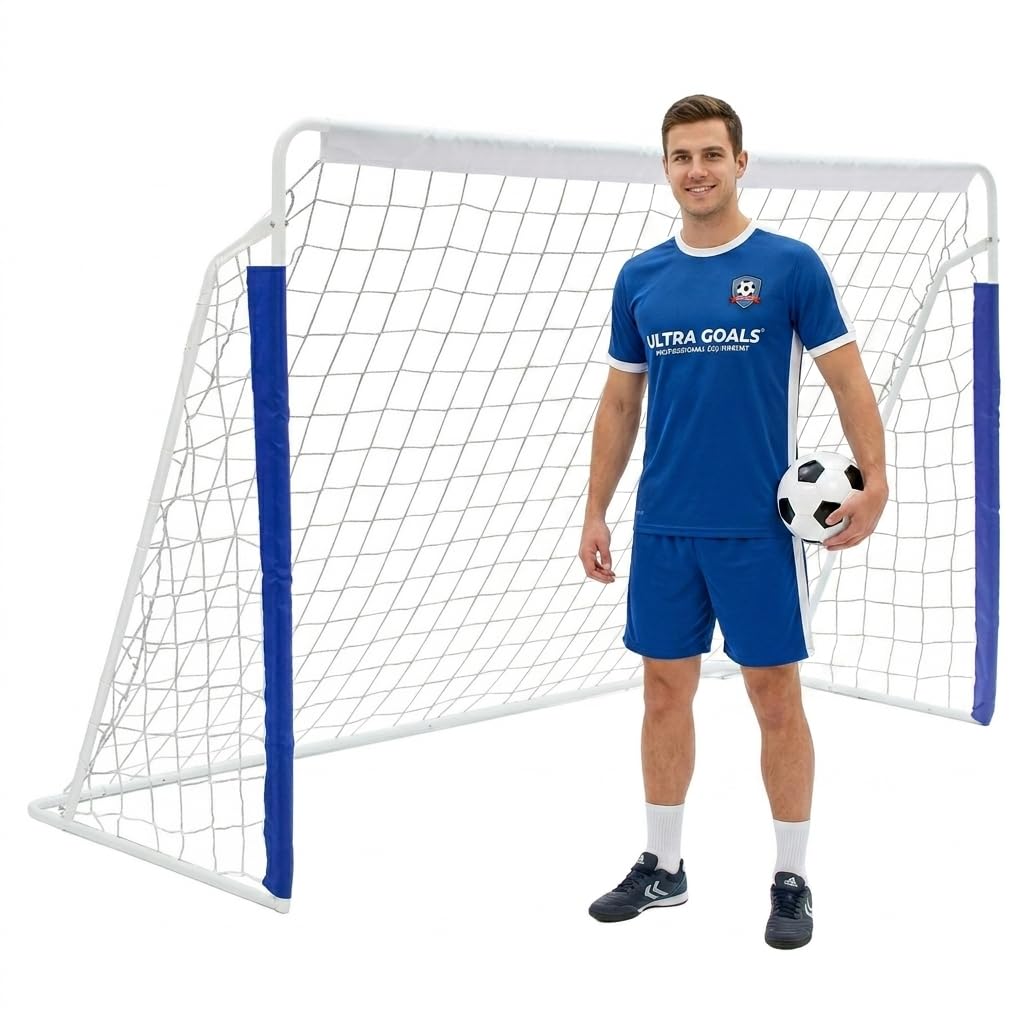 But de football portable 243,8 x 152,4 cm avec filet en nylon, montage rapide, pour intérieur et extérieur, sac de transport inclus