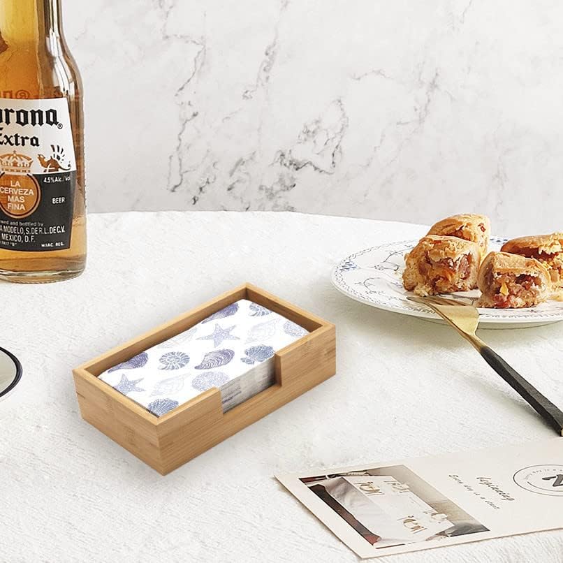 Bamboo Napkin Holder Rectangular, 9.5" x 5.5" x 2.5", Wood Guest Towel Tray, Wooden Paper Towels Holder for Kitchen/Bathroom Countertop - Image 3