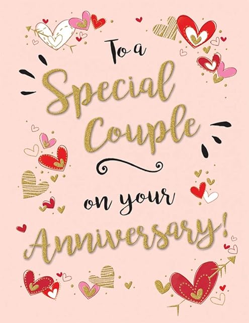 Special Couple On Your Wedding Anniversary Card - Hearts - 7.25 x 5.5 Inches