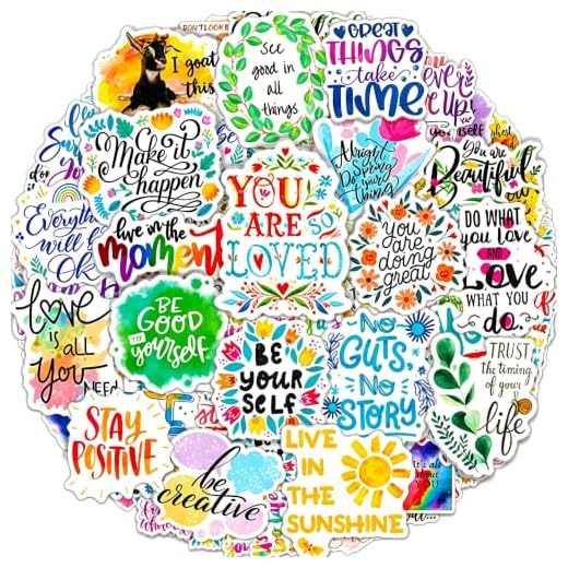 Pegatinas Frases Motivadoras 100 Pcs Stickers Citas Positivas, Pegatinas Vinilo Impermeable, Pegatinas para Pc Ordenador Portatil Agenda Scrapbook Skate Maletas Movil Journal Patinete Macbook Bici etc