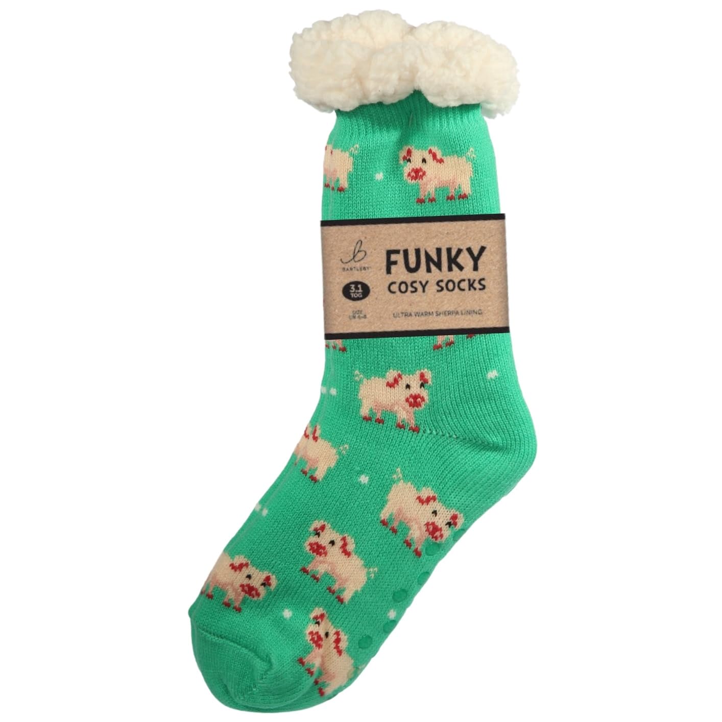 Bartleby Funky Cosy Women’s Socks | Sherpa Thermal Bed Socks | Super Soft, Warm Fluffy Lounge Socks (Pig, UK4-8, UK Footwear Size System, Adult, Women, Numeric Range, Medium, 4, 8)