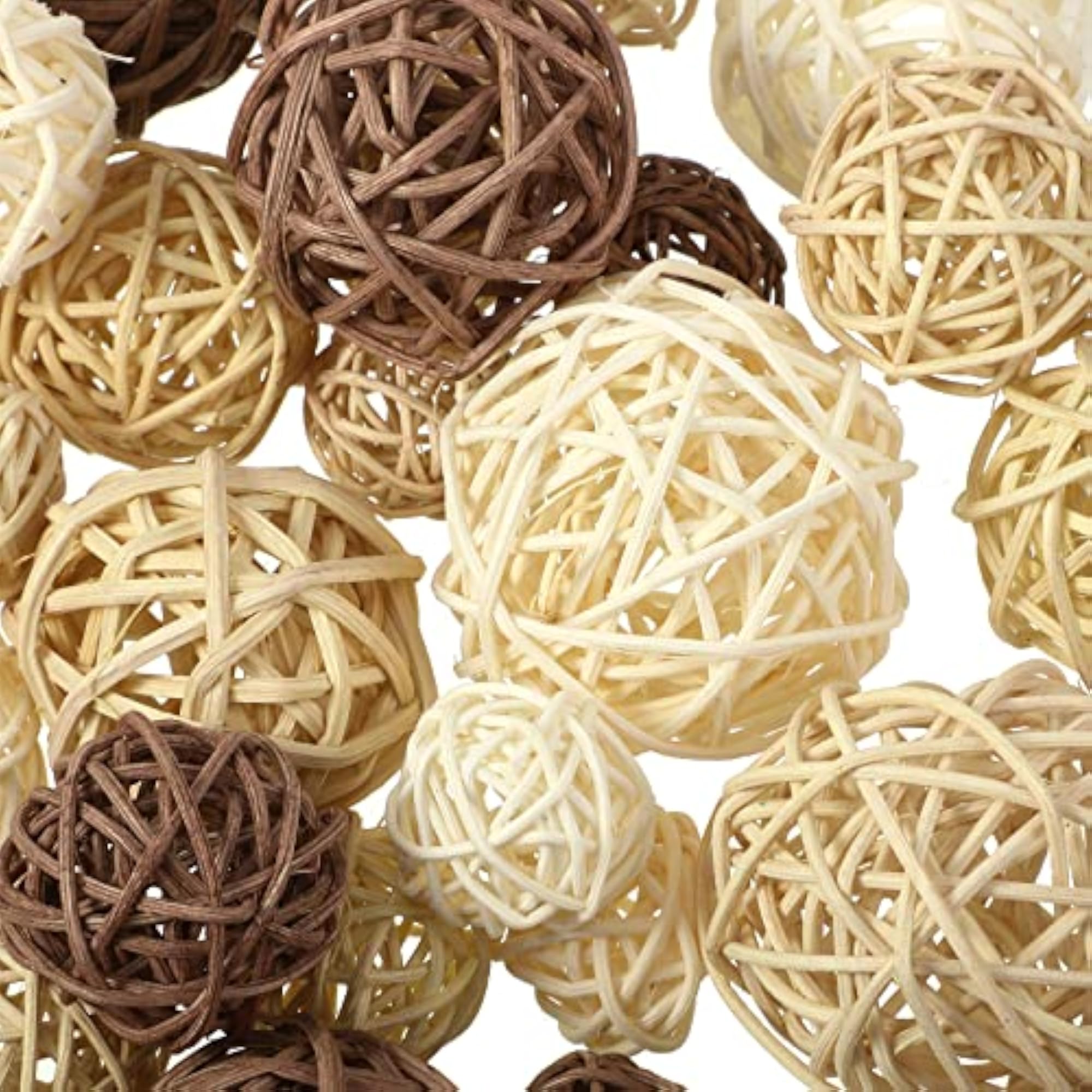 Wicker Rattan Balls Decorative Orbs, 4 Sizes for Crafts