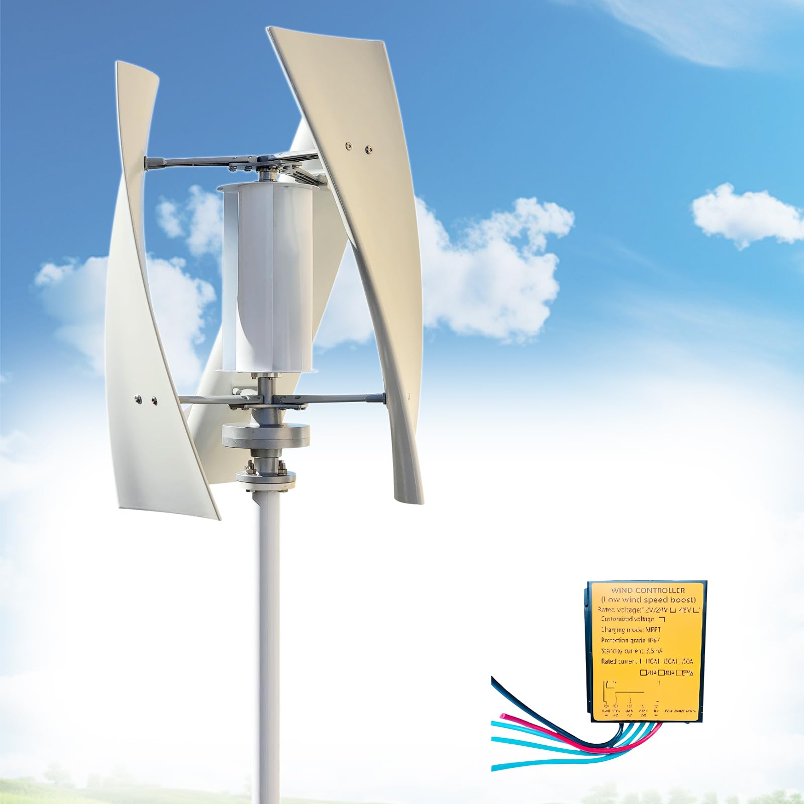 Kleine 10000-W-Vertikalachsen-Windkraftanlage für Haus und Garten – Effizientes 12-V-Gleichstrom-System für Garten, Hütte, Wohnmobil und Boot