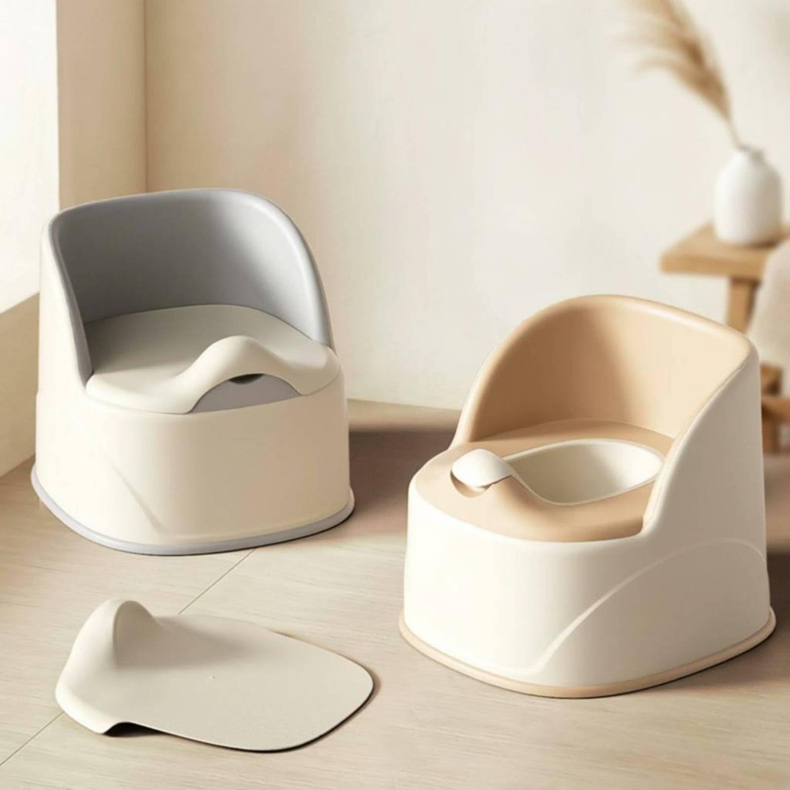 Almencla Töpfchen Kinder Töpfchenstuhl Trainingssitz Kindertoilette mit Festem Unterbau Und Leicht Entnehmbarer Schale aus ‑freiem PP für Stabile Nutzung, Cream Gray