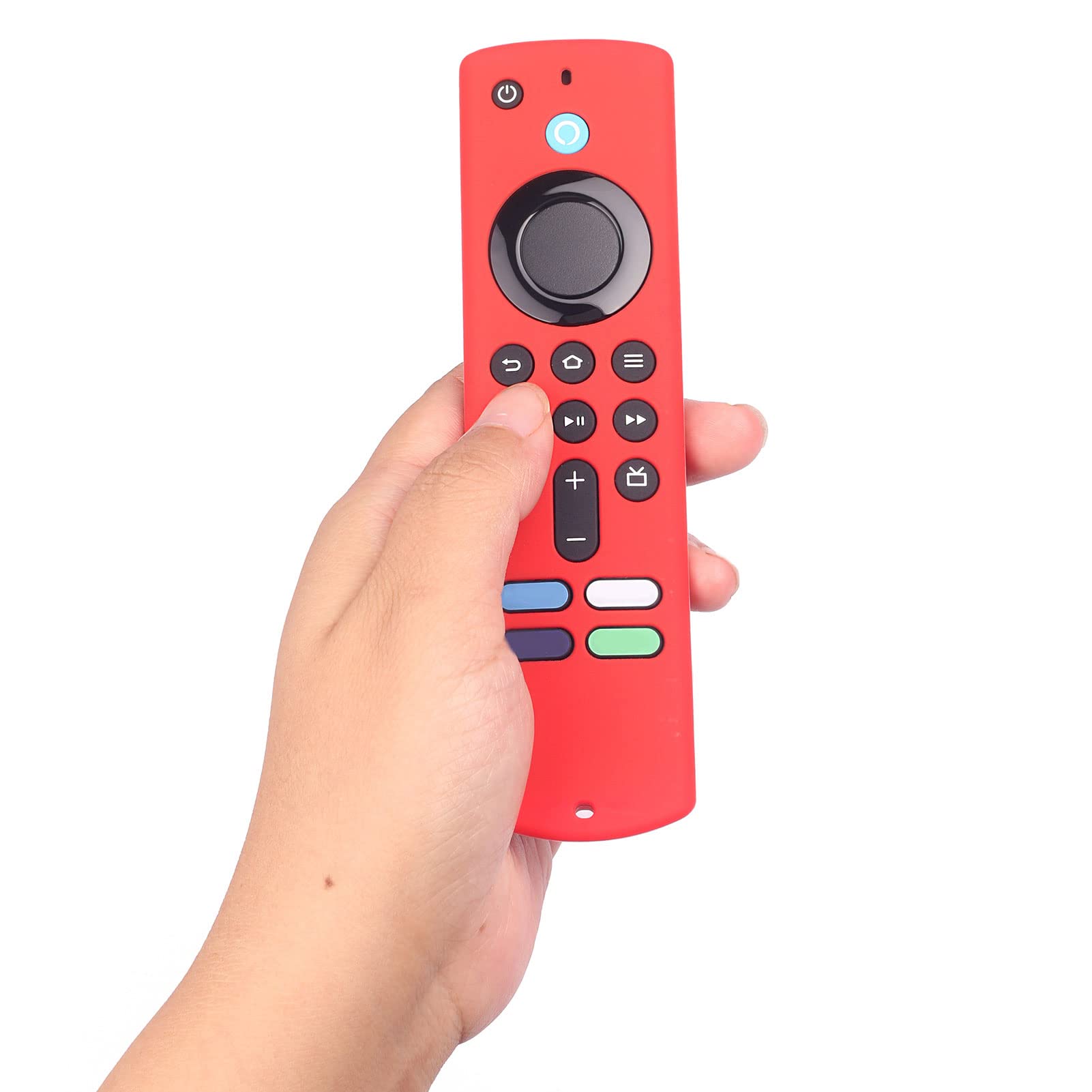 Funda Protectora de Silicona Suave para Mando a Distancia TV Stick, Antideslizante con Cordón, Recortes Precisos, Ligera, 3.ª Generación (Conjunto Rojo)