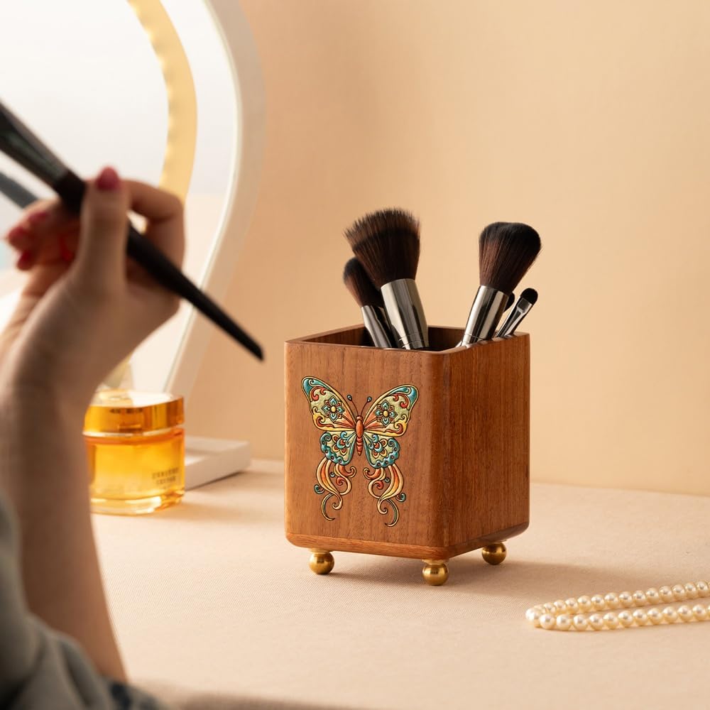 Organizer na pędzle do makijażu, uchwyty na szczoteczki do zębów, pojemnik na ołówki na biurko, wielofunkcyjny kubek na pędzle do makijażu w stylu vintage