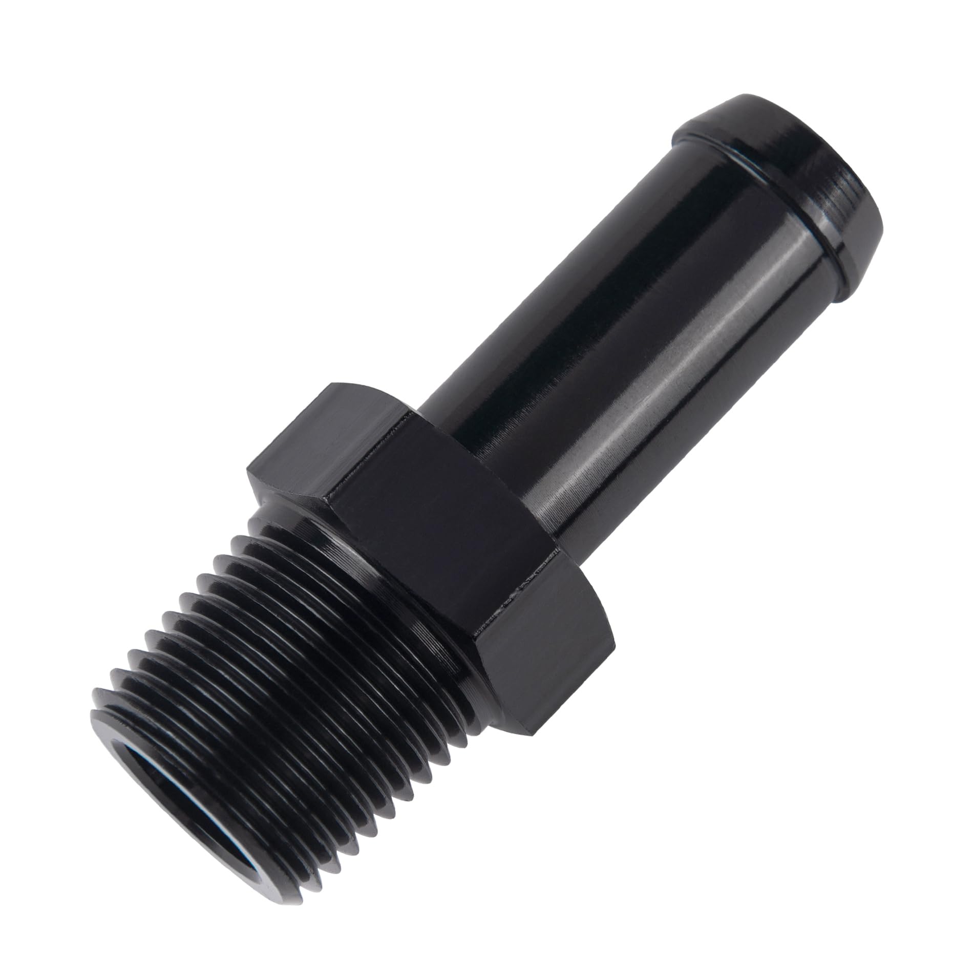 EVIL ENERGY 3/8" NPT Male to 1/2" Barb Fitting Adapter Straight Aluminum Black
