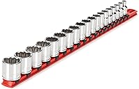 Vista 8 de TEKTON Juego de llaves de vaso de 12 puntos poco profundas de 3/8 pulgadas con riel, 15 piezas (1/4-1 pulg.) SHD91111