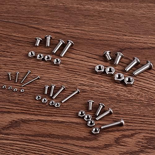 Loscrew 990Pcs M2 M3 M4 M5 M6 304 Stainless Steel Hex Socket Button, Machine Screw Nut and Bolt Assortment Kit + Hex Wrenches Wrench(5PCS)