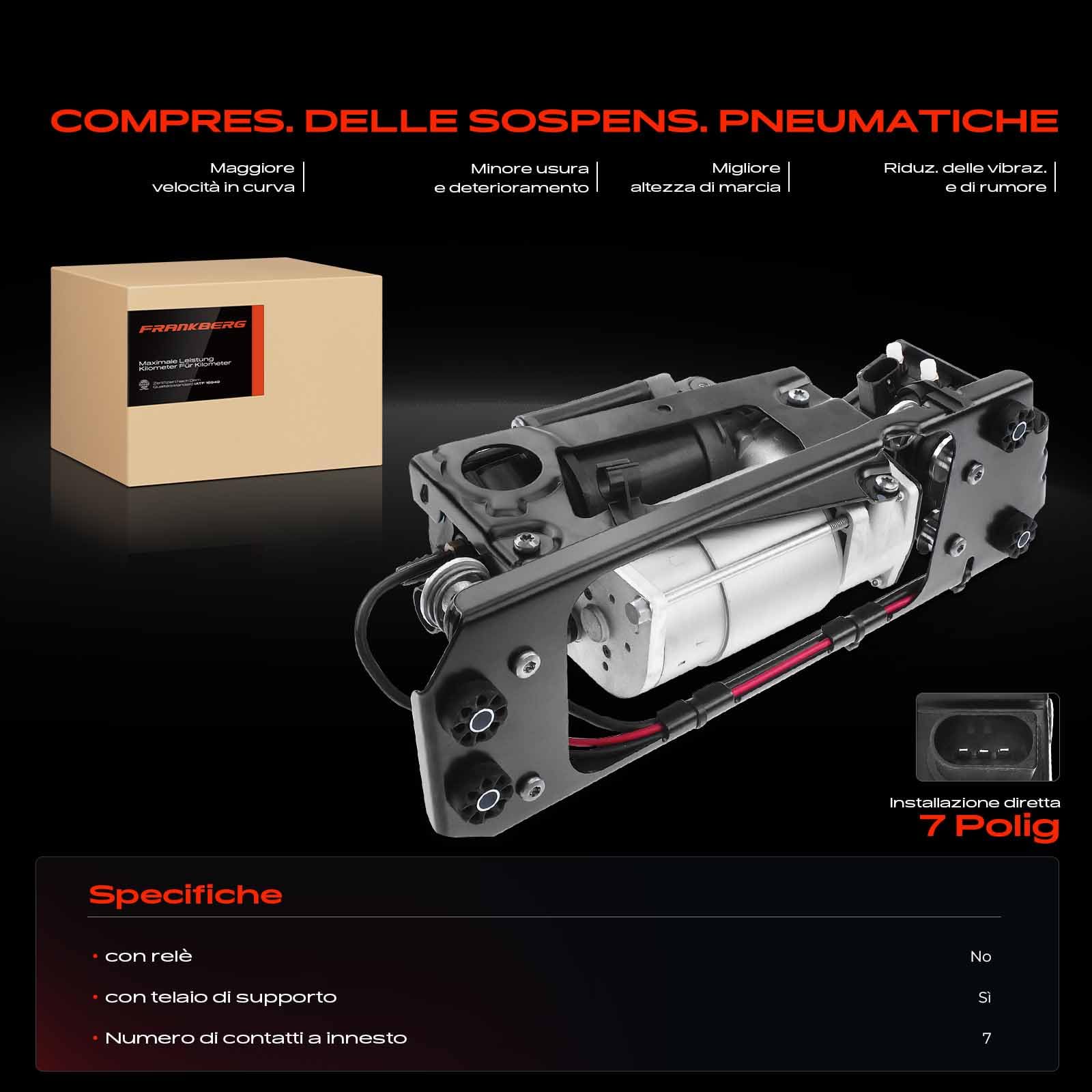 Frankberg Sospensioni pneumatiche Compressore Compatibile con Serie 5 Touring F11 Serie 5 Gran Turismo F07 Serie 7 F01 F02 F03 F04 Replace# 37206784137