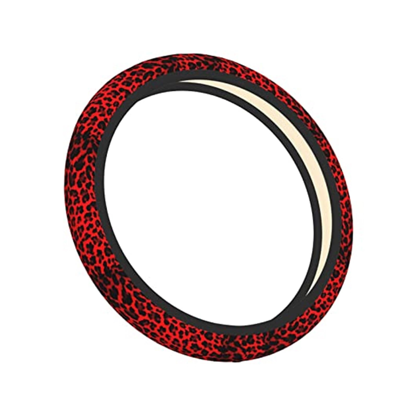 Funda Universal para Volante de Coche, elástica, Antideslizante, con Estampado Leopardo Rojo, 15 Pulgadas Funda para Volante
