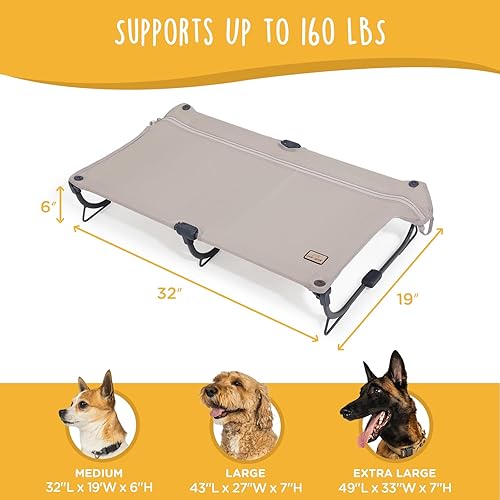 Miniatura 7 de Daisy - Cama elevada y plegable mediana para perro, portátil y plegable para exteriores, refrescante, a prueba de mordidas, impermeable, resistente