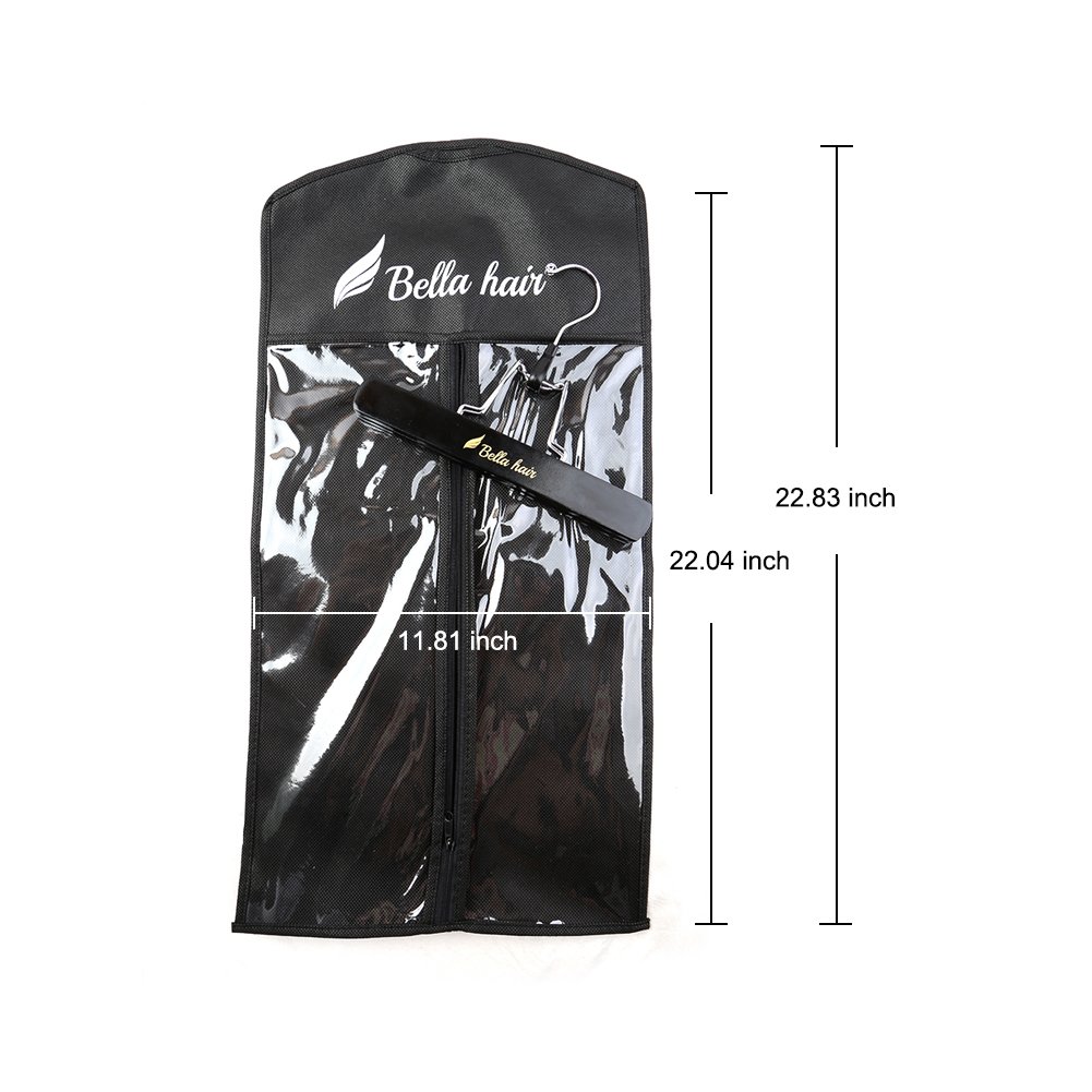Bella Hair Portable Hair Extensions Hanger with Dust-Proof Case Bag for Hair Bundles and Hair Extensions Folding Storage Bag (Black)