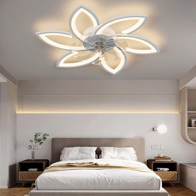 YFouCnd I 78CM Plafondventilator Met Licht En Afstandsbediening Modern Slaapkamer Plafondventilator Met Lamp Dimbaar 6 Snelheden Met Timer Stille DC Woonkamer Plafond Ventilator Zomer/Winter Functie-White