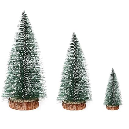 YUPPIN Christmas Tree of Home Office Table top for Christmas Party Home Decoration Wooden Base Set of 3