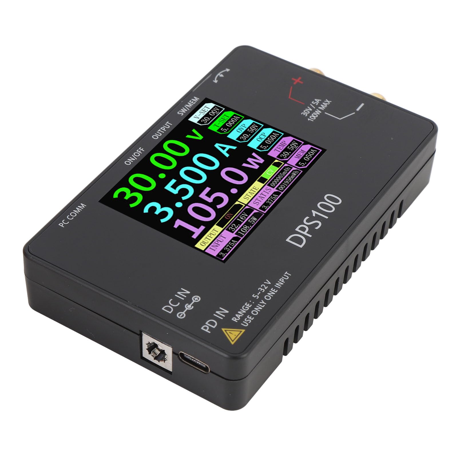 FTVOGUE Alimentation CC Réglable Polyvalente 30 V 5 A, Régulateur de Tension Variable Portable avec 10 Préréglages de Mémoire pour les Tests électroniques en Laboratoire et sur le Terrain