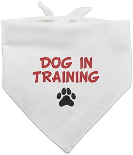 Dog in Training with Paw Print Dog Pet Bandana - White