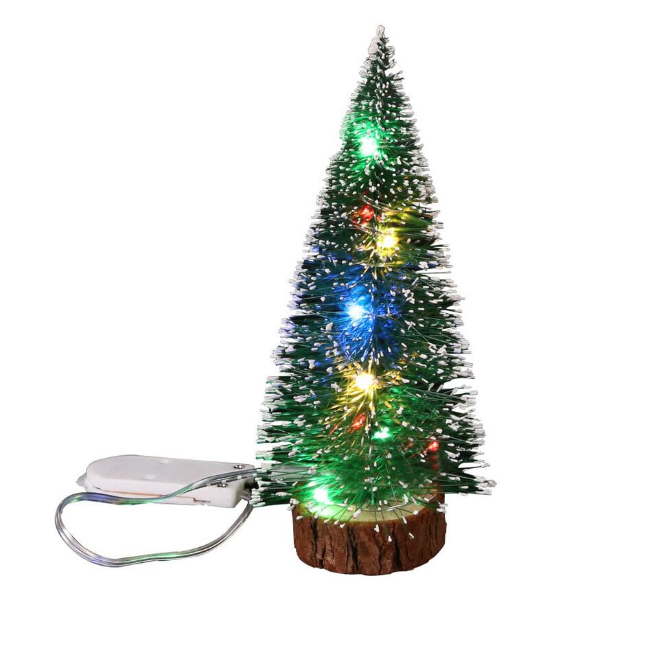 LIGHTER HOUSE� Mini Bottle Brush Trees, Mini Artificial Christmas Tree with Led Light Table top Tree with Wooden Bases for Christmas Party Home Decoration (Pack of 01 Pc.) Big SIZE-30 cms.