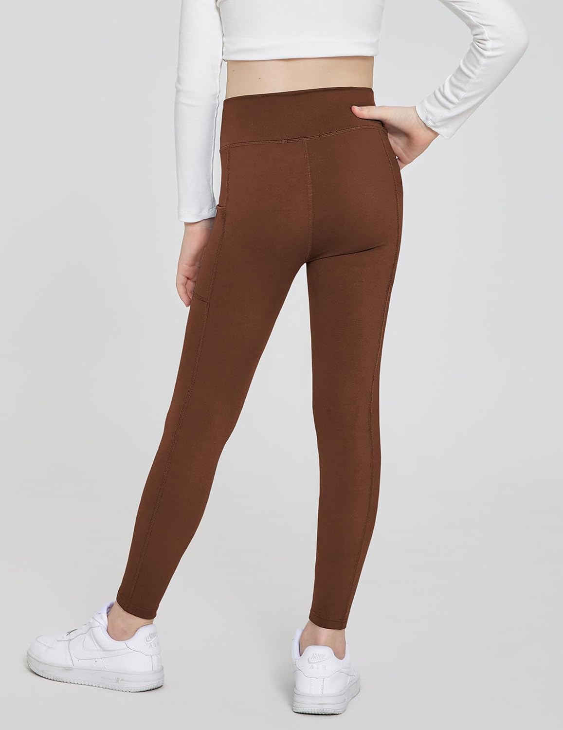 Arshiner Girls Athletic Leggings with Pockets Crossover Dance Yoga Pants | Compression, High Waisted, Active, Sport, Workout, Running, Tights for Kids