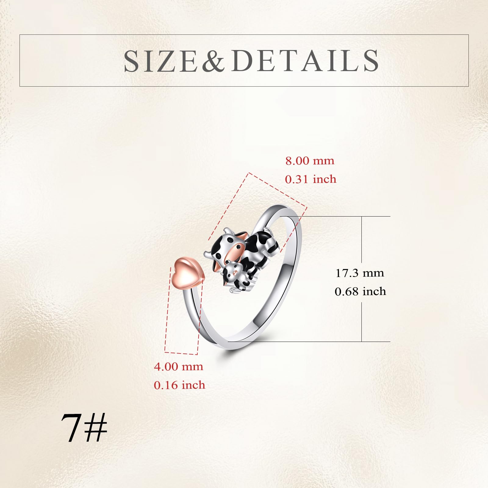 YFN Anello a forma di mucca in argento sterling con simpatico animale, per compleanno, congratulazioni, amore, regalo da donna