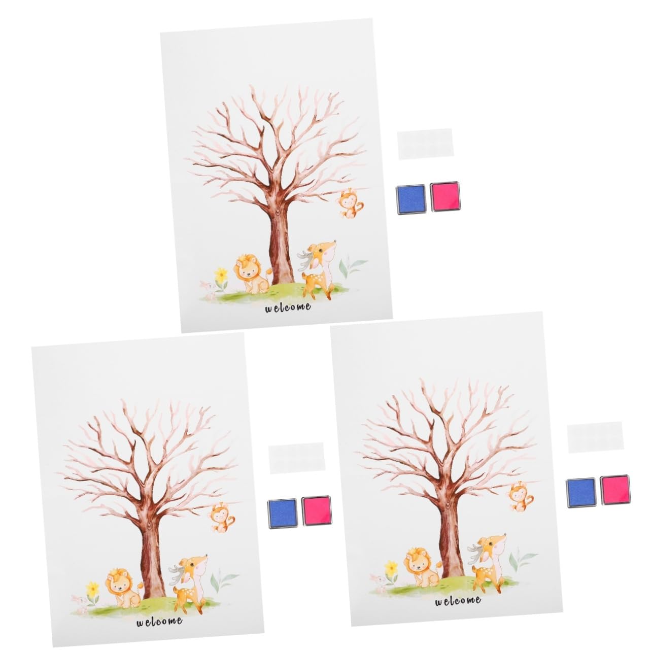 Alipis 3sätze Gender Reveal Fingerprint Tree Gästebuch Mit Poster Stempelkissen Für Shower Dekoration Und Unvergessliche Erinnerungen