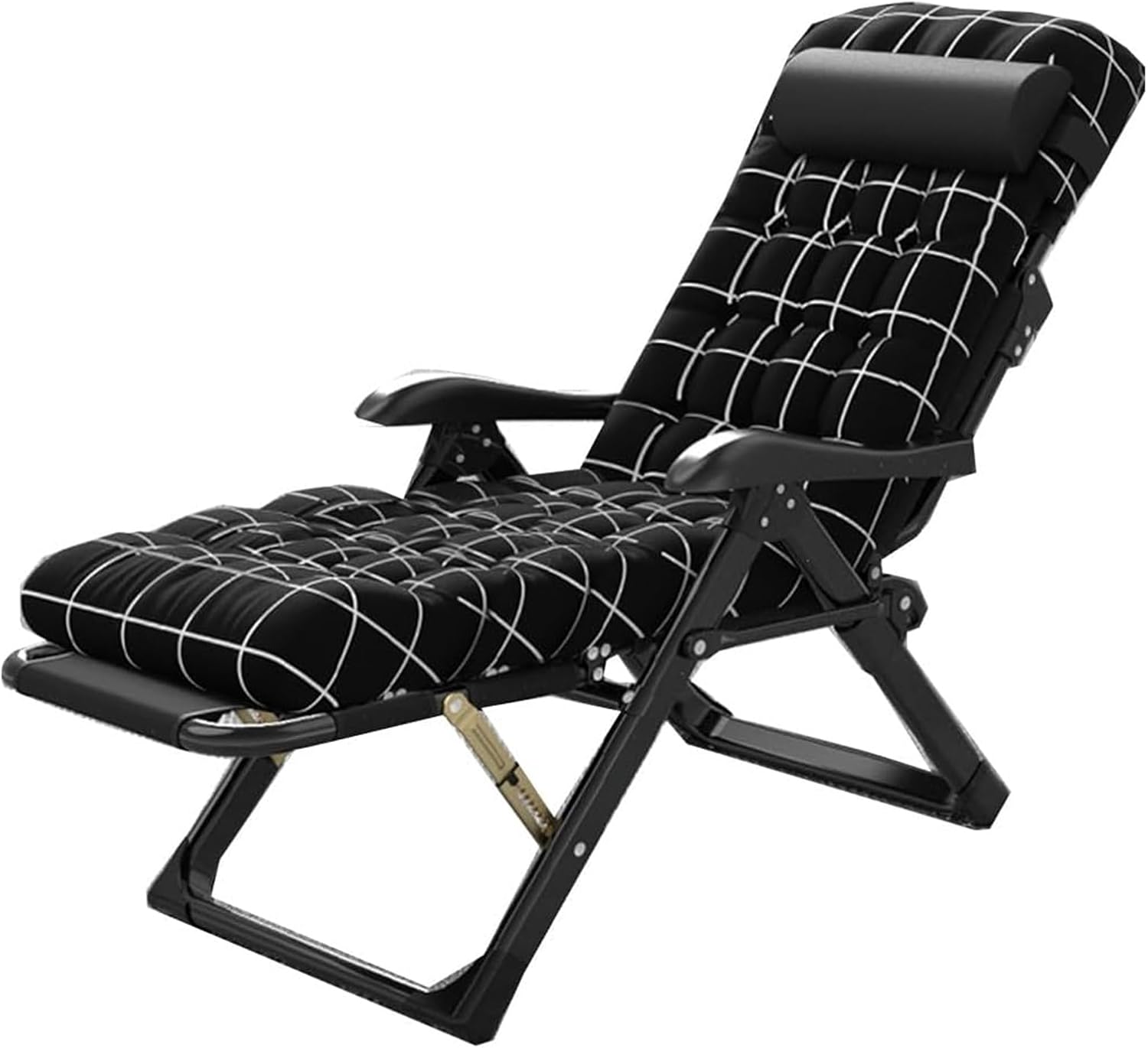 Chair Zero Gravity Chair, Lawn Folding Reclining Chair Outdoor, Patio Lounger Beach Chair, Deck Chairs Folding Portable Chaise with Detachable Headrest and Cup Holder (Color : /Black a)