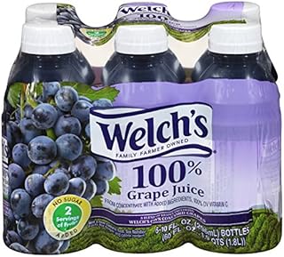 Welch's 100% Grape Juice, Concord Grape, 10 Fl Oz On-the-Go Bottle (Pack of 6)