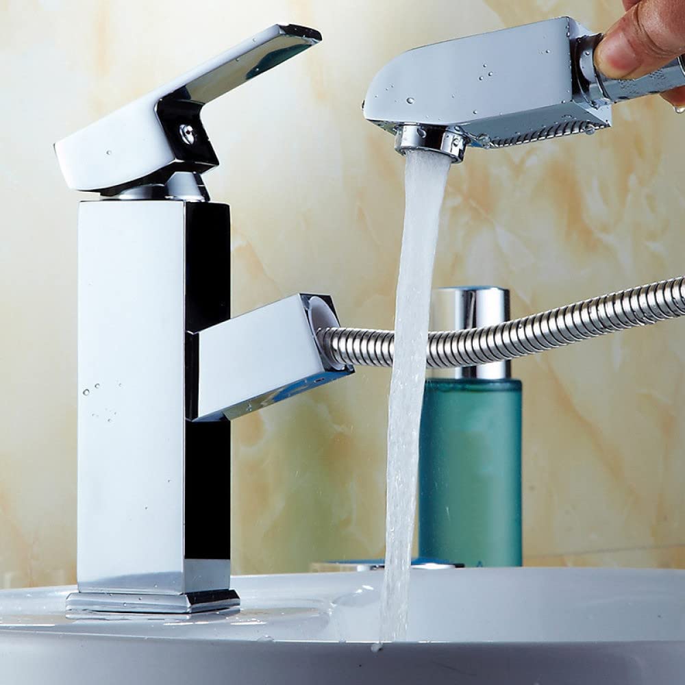 Robinet de salle de bain durable en acier inoxydable brossé avec poignée unique