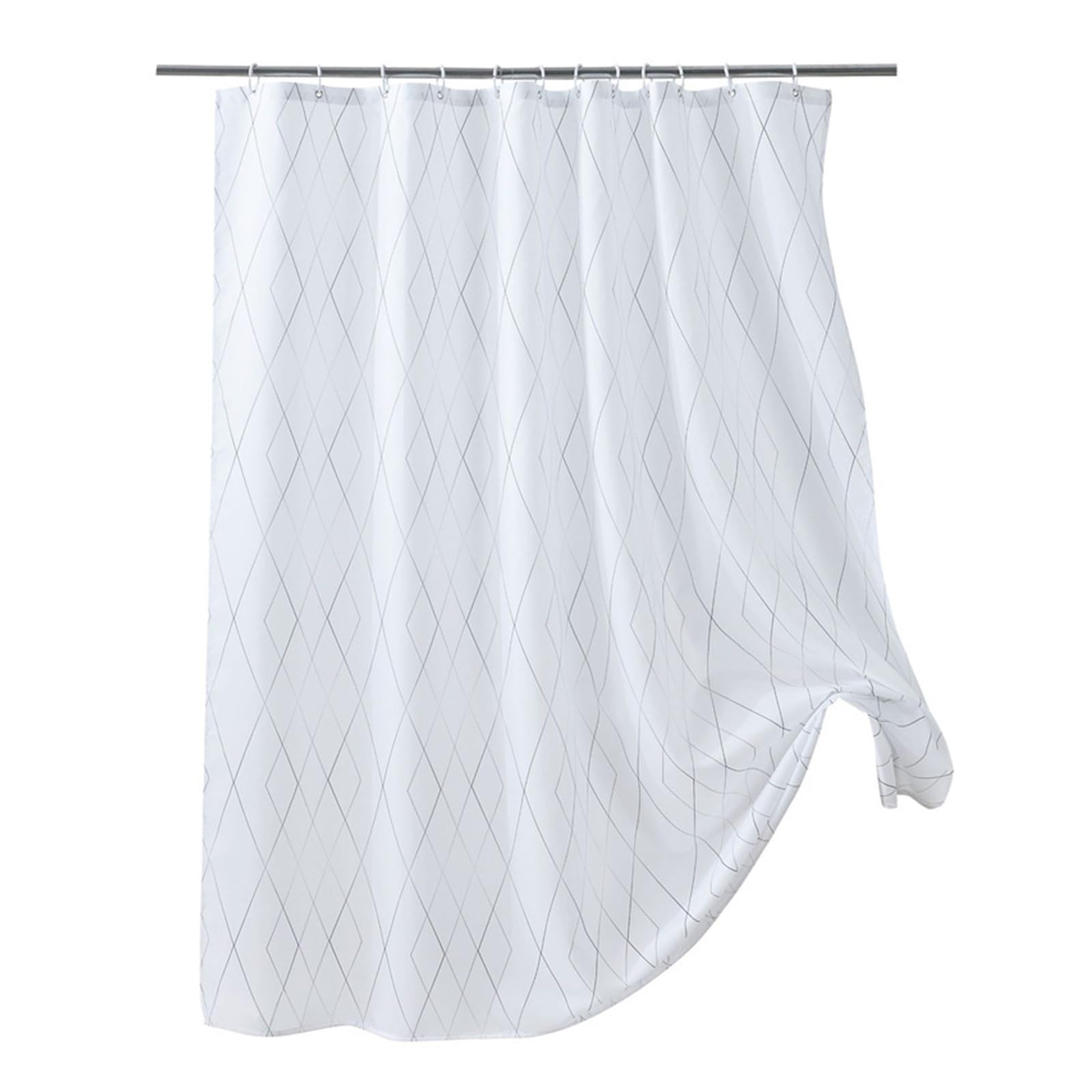Cortina de Ducha Gruesa, Cortina de Ducha Impermeable de poliéster, Cortinas de baño con Estampado geométrico, Cortinas de baño Simples a Prueba de Moho wanglan (Color : Bianco, Size : W150x