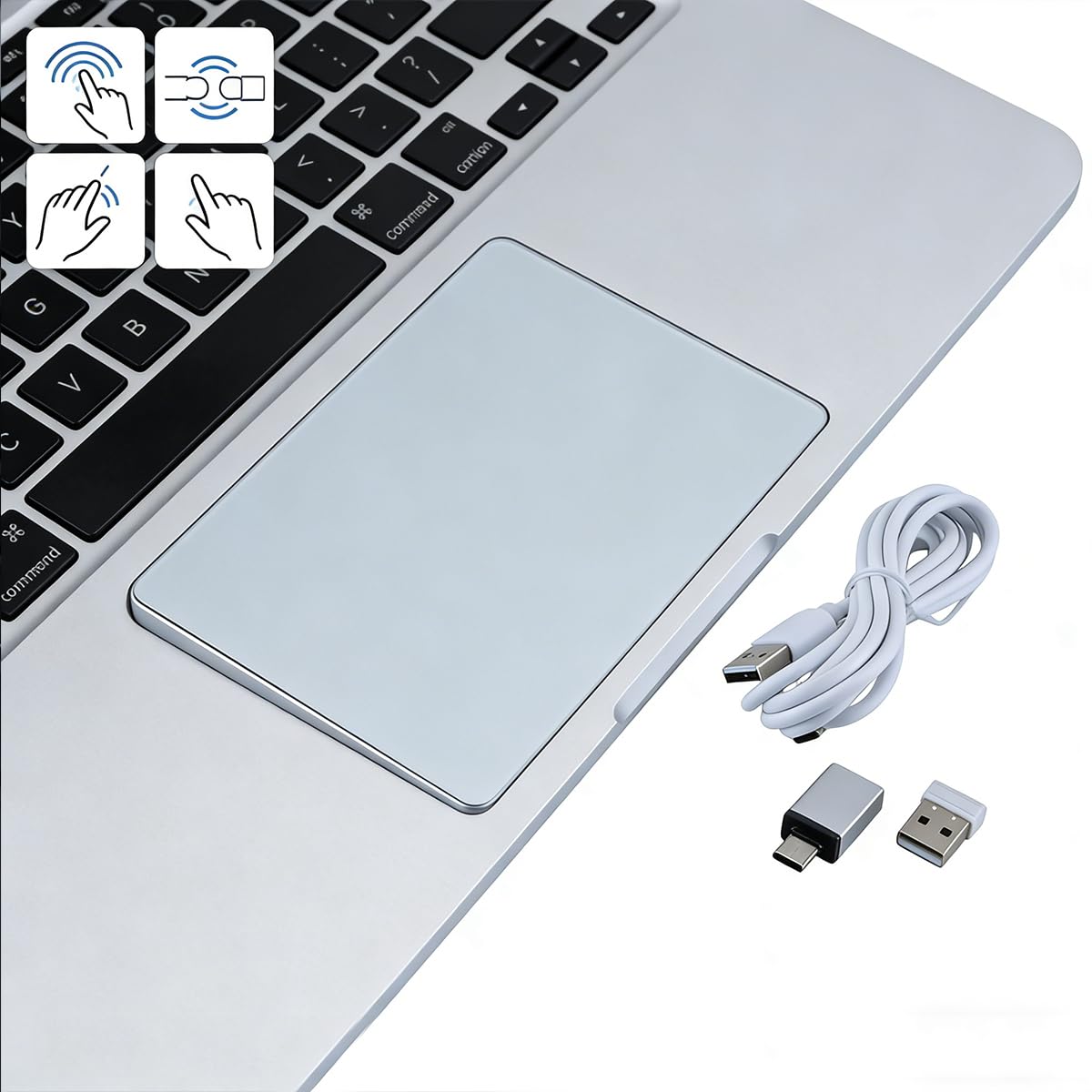 Gurtt Trackpad con ricevitore USB 2.4G per superficie multi-touch, trackpad ad alta precisione, mouse touchpad multi-gesture compatibile con PC desktop 10/11