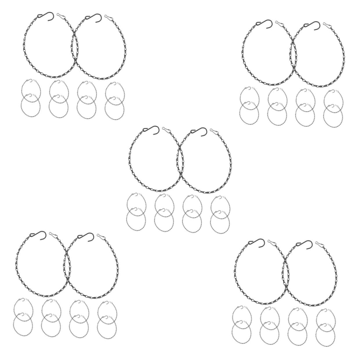 BESPORTBLE 5 Sätze Hängende Kette Pflanzendeko Pflanzenzubehör Lampionkette Pflanzenhängekette Weidenkorb Vogelhäuschen Hängen Bahnhof Blumenkorbkette Blumentopfkette Eisen Black 10 Stück * 5