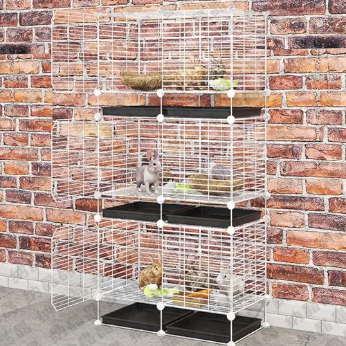 Clapier à lapin extérieur et cage cochon d'inde intérieur modulable en grillage noir